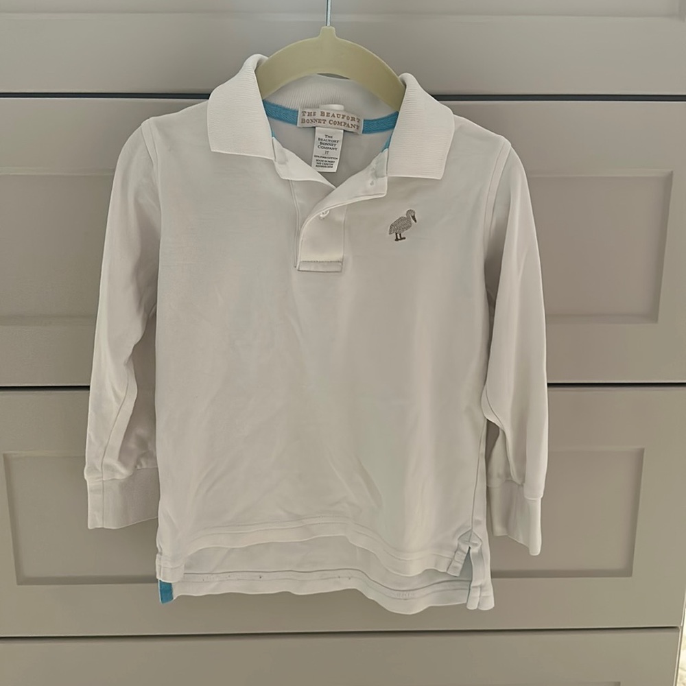 GUC TBBC long sleeve white polo size 3T